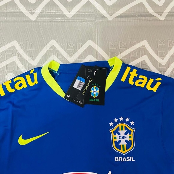 Nike brasil Brazil blue training pre match soccer jersey - Picture 3 of 4